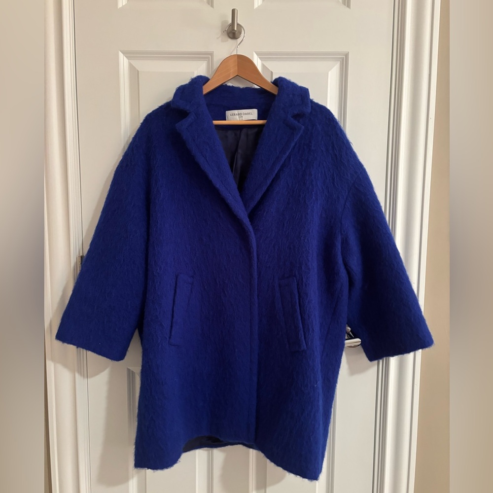 Gerard Darel wool/alpaca/mohair royal blue cocoon coat